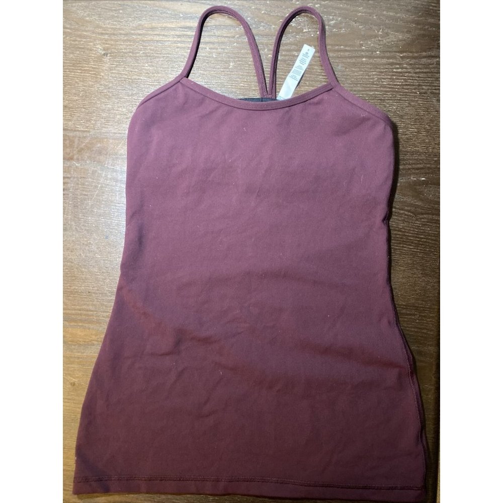 Lululemon Power Y Tank Top Burgundy Maroon Women's 6 Built in Bra Stretch Crop
